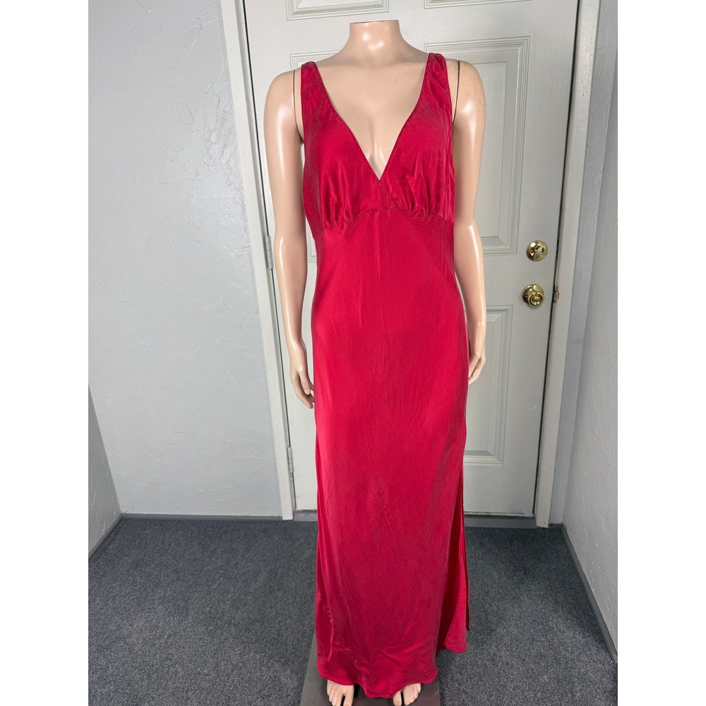 Vintage Y2K Victorias secret Lingerie dress Large Maxi Long 100% Silk V-neck J24